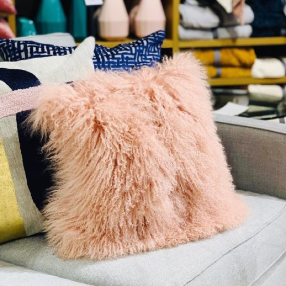 West Elm Mongolian Lamb Pillow 16x16”